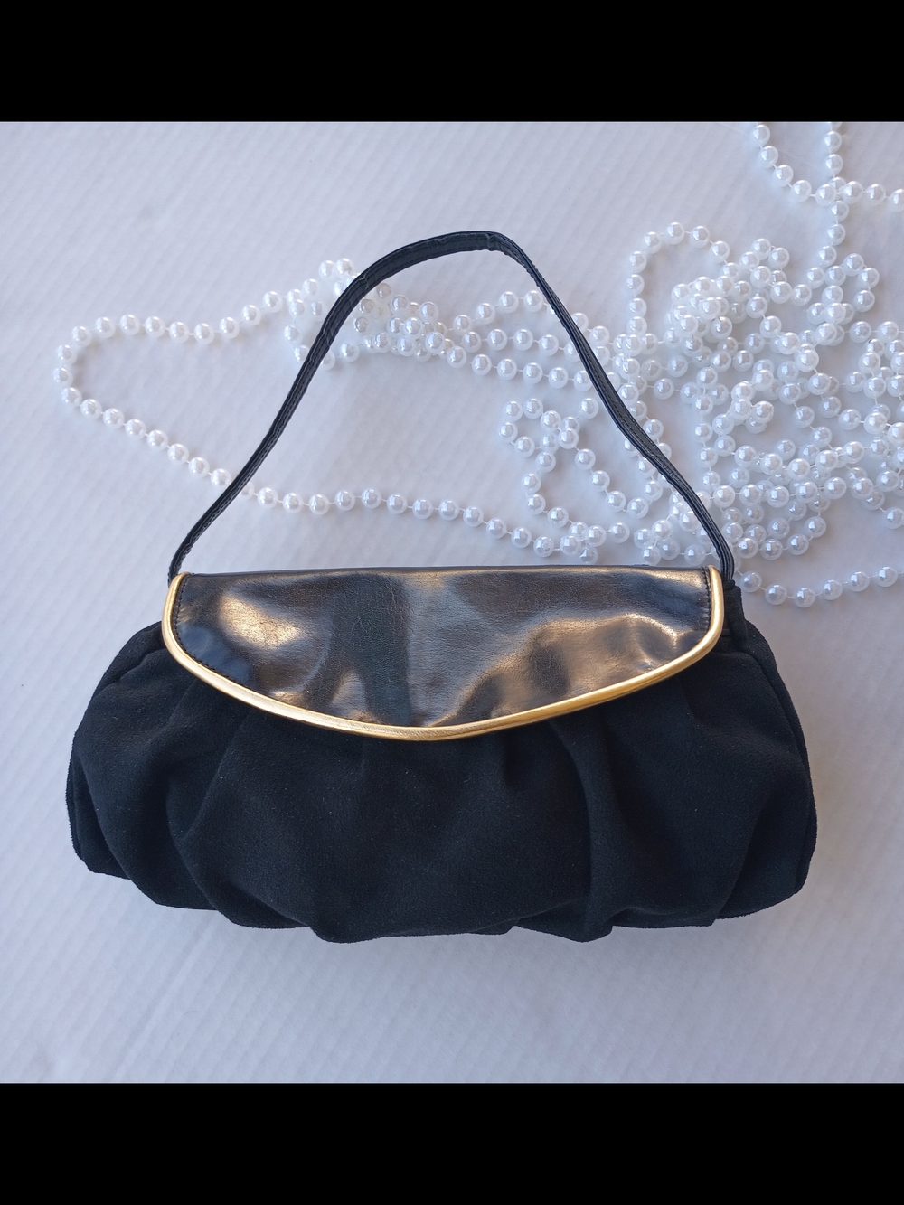 Victoria's Secret Black Clutch with Gold Trim and Top Handle